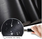 Black Wood Grain PVC Wallpaper – Self-Adhesive Film for Kitchen Cabinets