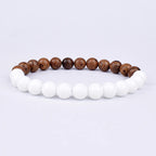Lava Stone and Wood Bead Bracelet – 8mm Tibetan Buddha Jewelry for Men and Women
