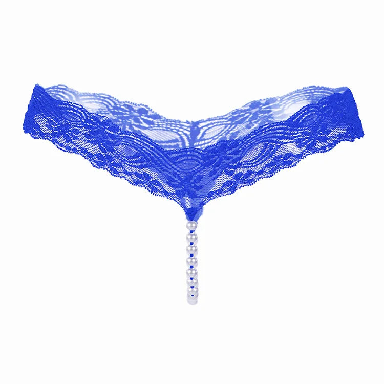 Lace G-String Thong – Pearl Back Bow Details for Sexy Lingerie