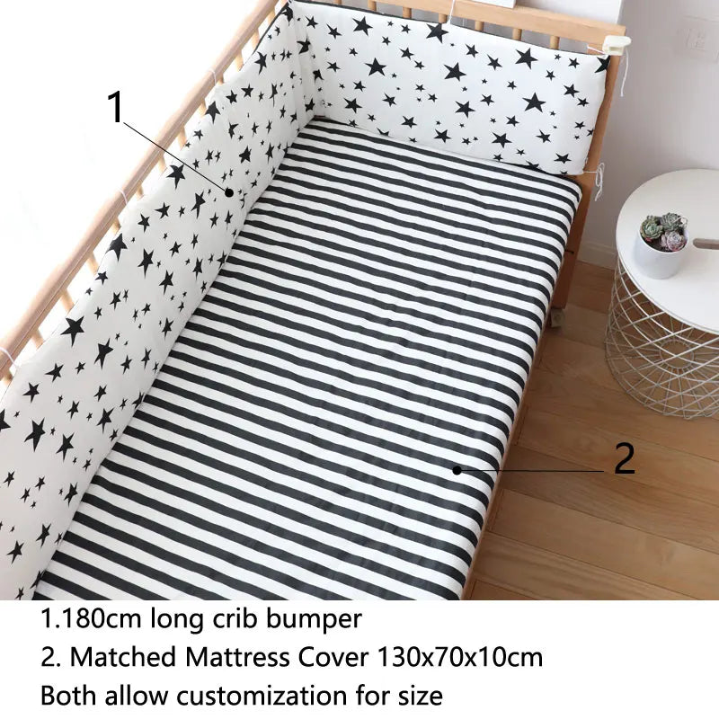 Cotton Star Crib Bumper – Thickened Protective Bedding for Newborn Infants