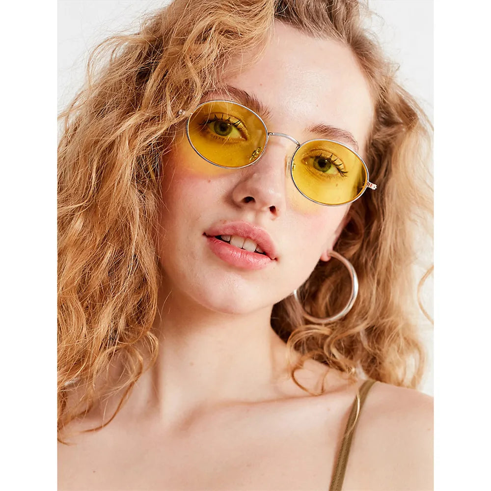 Retro Small Oval Sunglasses – UV400 Gradient Mirror Shades for Festival Wear