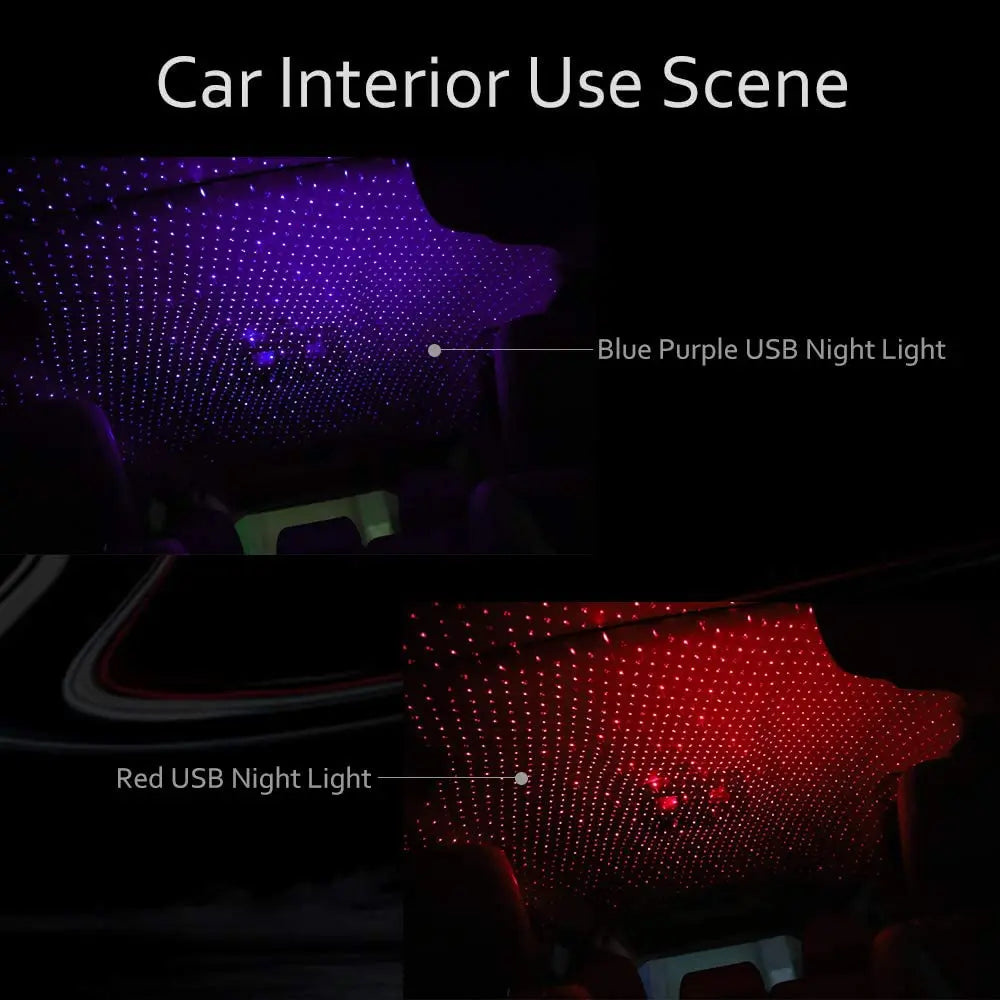 USB LED Star Projector – Adjustable Galaxy Atmosphere Lamp for Car Interior