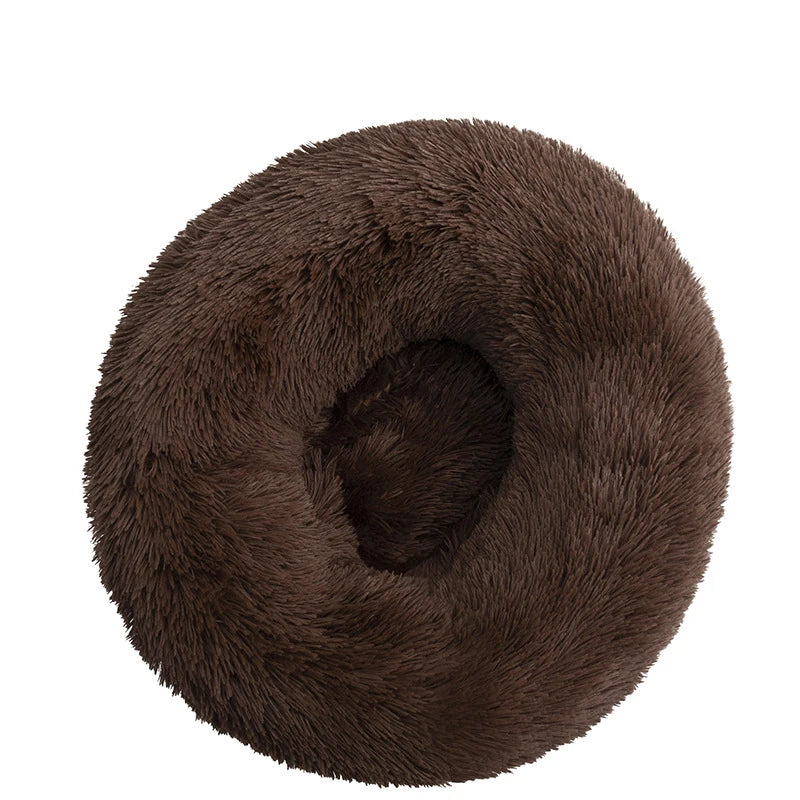 100cm Plush Donut Pet Bed – Calming Round Mat for Large Dogs and Cats