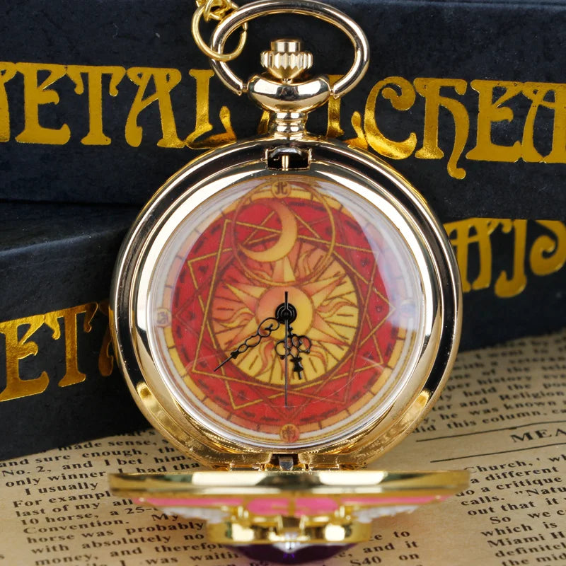 Red Sakura Pocket Watch – Vintage Anime Cosplay Accessory for Women