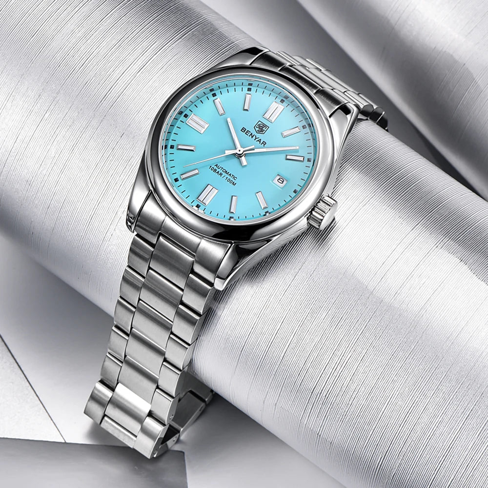 Stainless Steel Mechanical Watch – 10Bar Waterproof for Diving and Sports