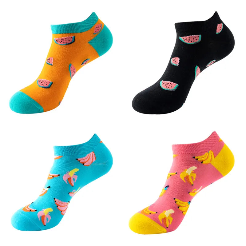 Avocado Cotton Boat Socks – Funny Fruit Pattern for Men and Women