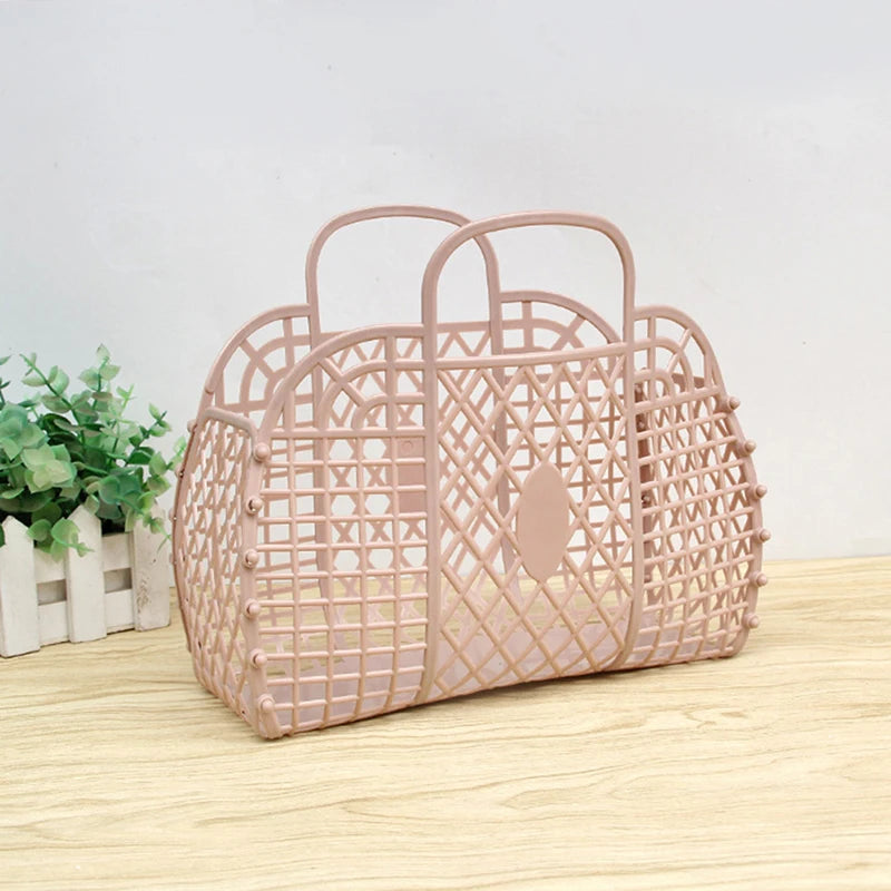 Foldable Mesh Laundry Basket – Portable Plastic Bin for Bathroom Organization