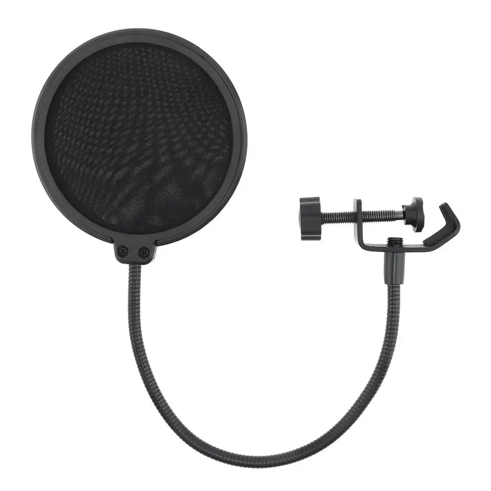 Double Layer Pop Filter – Flexible Mic Wind Screen for Studio Recording