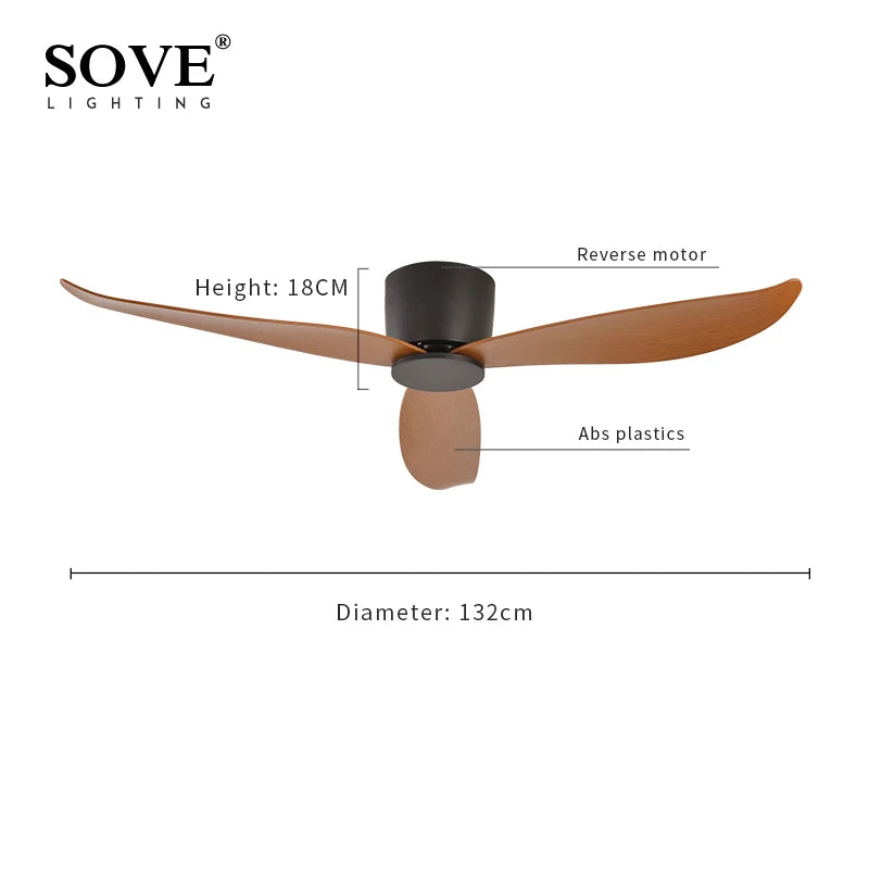 Modern DC Motor Ceiling Fan – Low Profile Minimalist for Home Decor