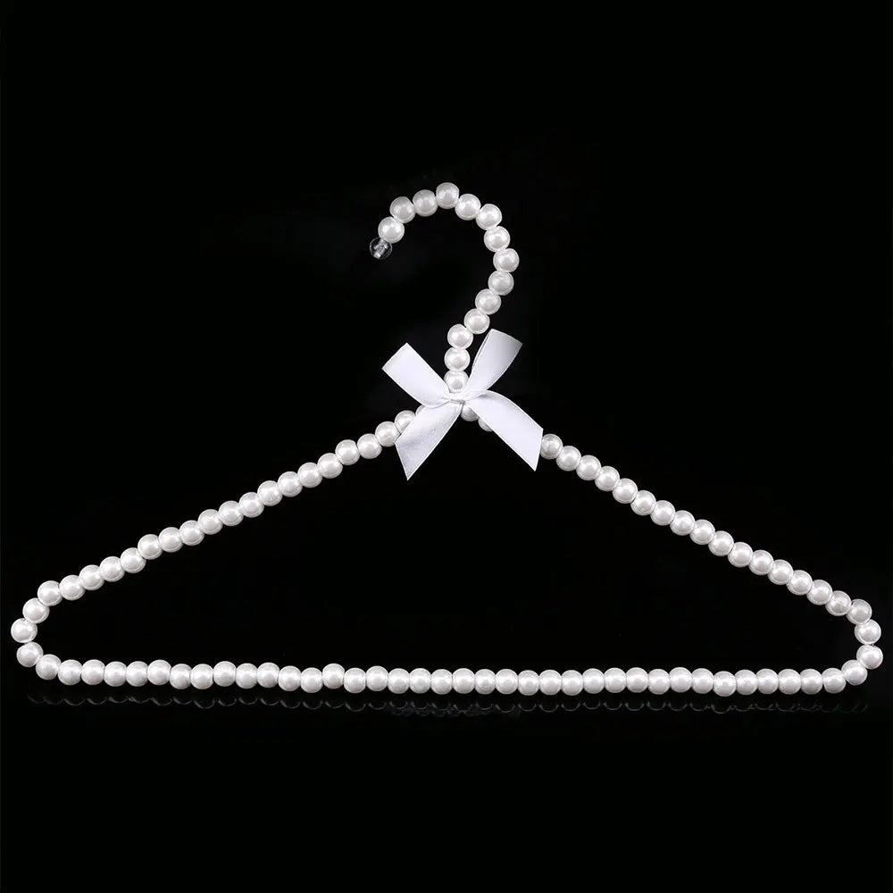 Pearl Beaded Bow Clothes Hangers – Decorative Kids Dress Storage Organizer
