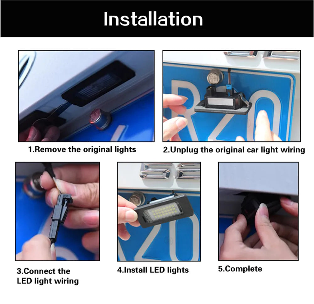 LED License Plate Lights – Bright Number Tag Lamps for Peugeot Vehicles