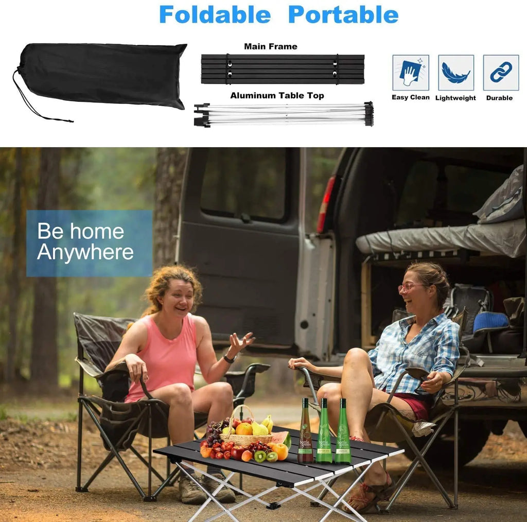 Portable Aluminum Camping Table – Foldable Outdoor Desk for Picnic and BBQ