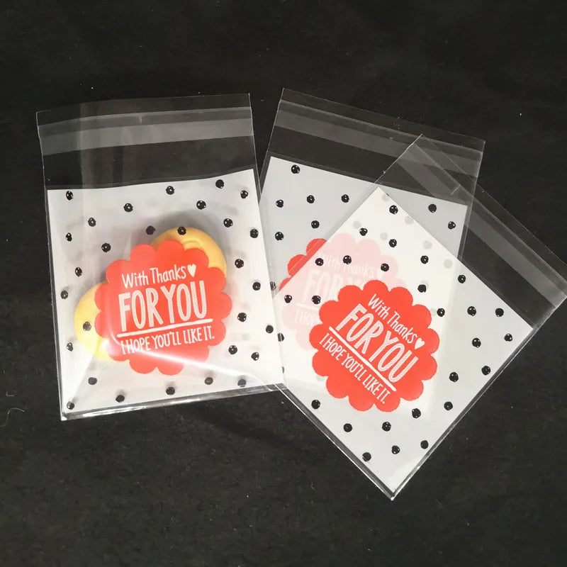Self-Adhesive Bow-Knot Cookie Bags – 10x10cm Plastic Packaging for Parties
