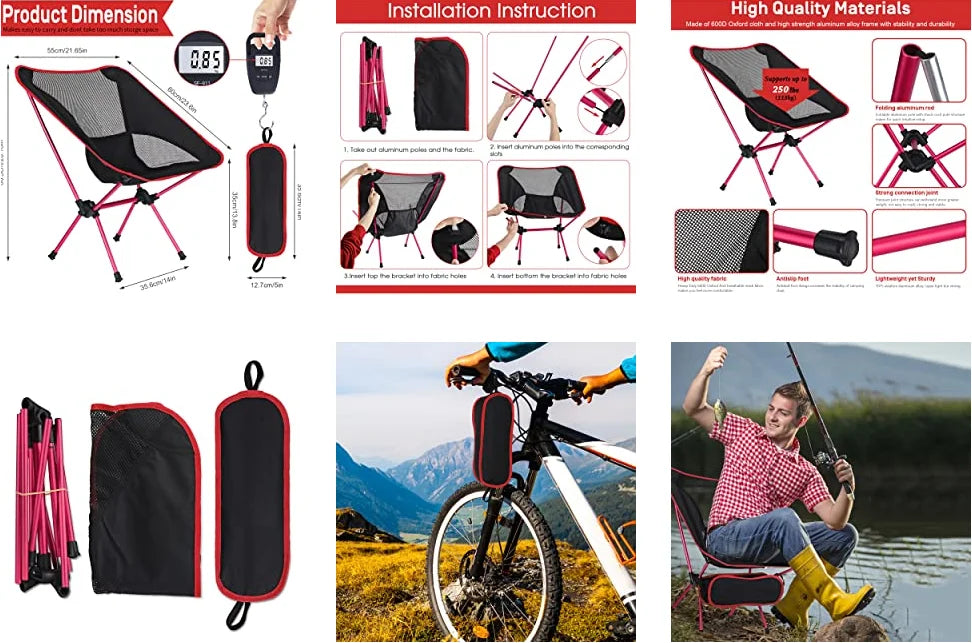 Ultralight Folding Chair – Detachable Portable Seat for Camping and Hiking