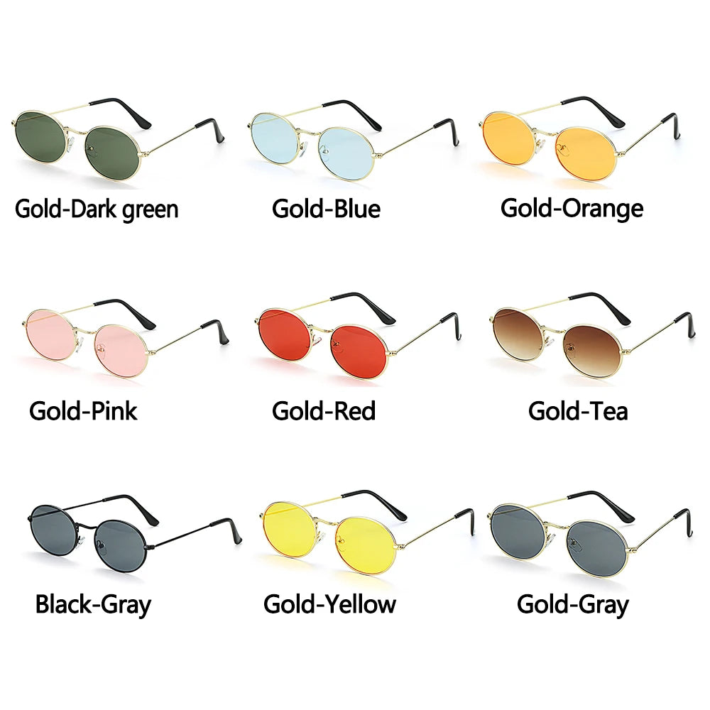 Retro Small Oval Sunglasses – UV400 Gradient Mirror Shades for Festival Wear