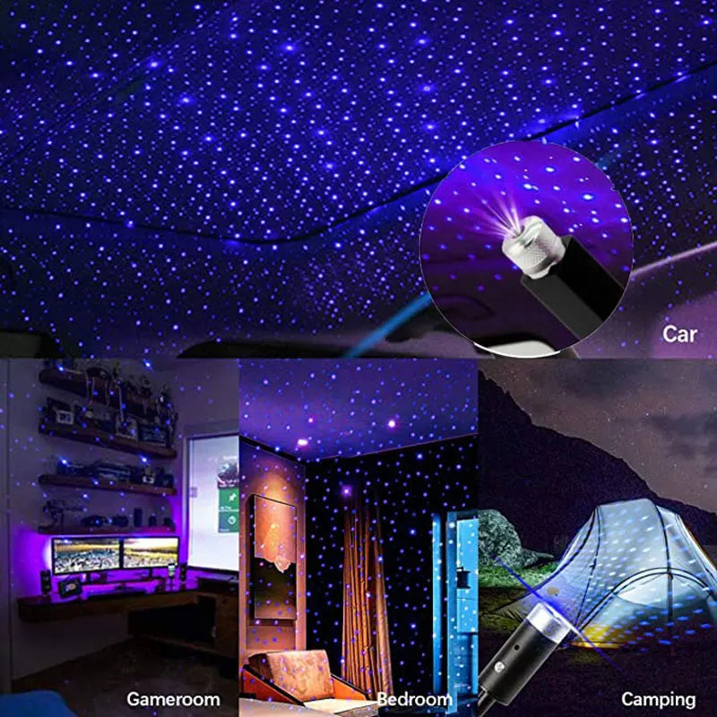 USB LED Star Projector – Adjustable Galaxy Atmosphere Lamp for Car Interior