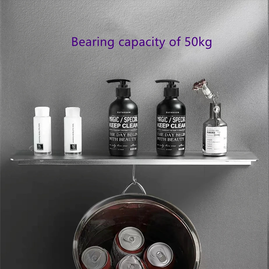 Aluminum Wall Storage Shelf – Bathroom Mirror Organizer for Shower Room