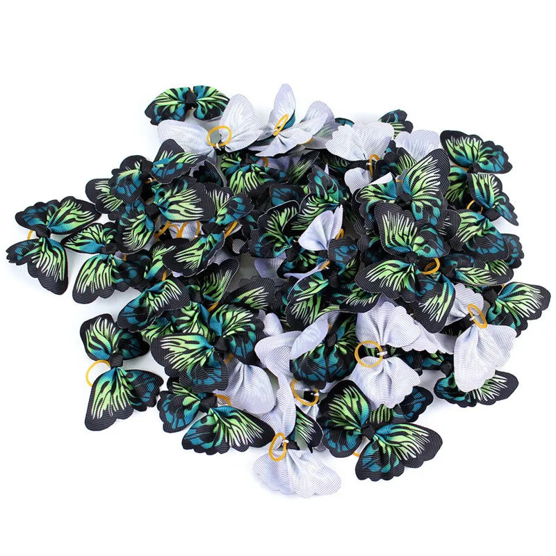 Handmade Ribbon Hair Bows – Elastic Pet Grooming Accessories for Dogs and Cats