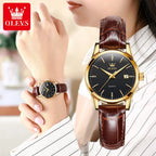 OLEVS Quartz Wristwatch – Leather Strap for Business Casual Wear