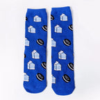 Novelty Food Print Crew Socks – Funny Cartoon Cotton Socks for Casual Wear