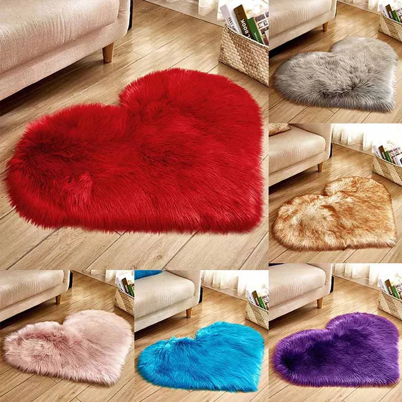 Heart Shaped Plush Carpet – Thickened Bedroom Rug for Home Decor