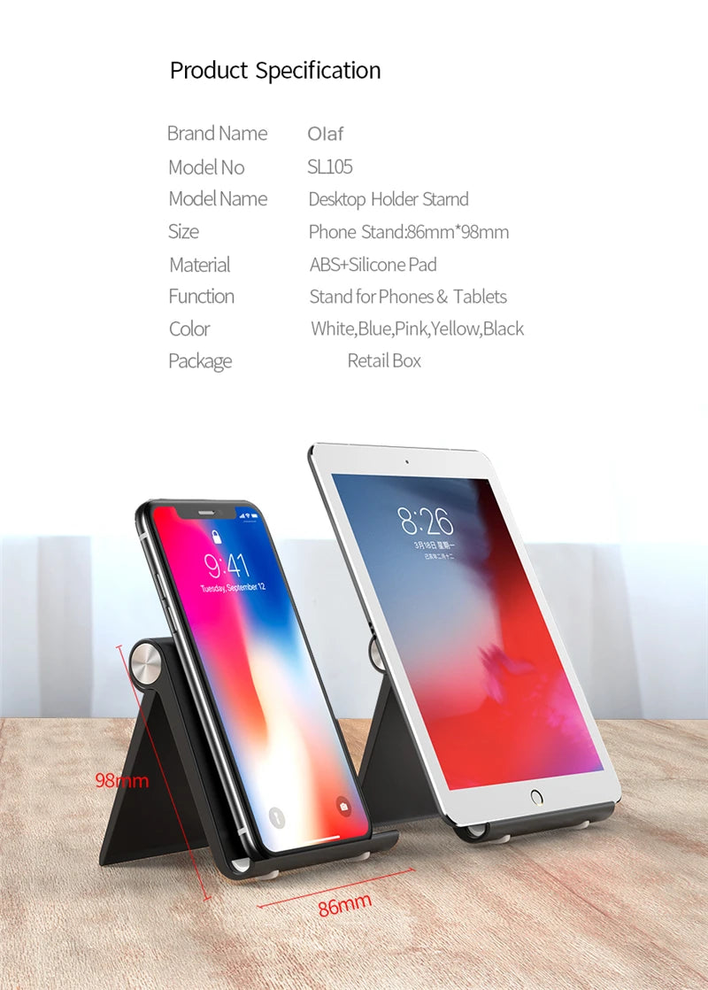 Adjustable Desk Phone Stand – Portable Aluminum Holder for Smartphones