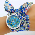 Fabric Wristwatch – Silver Quartz Analog Timepiece for Women