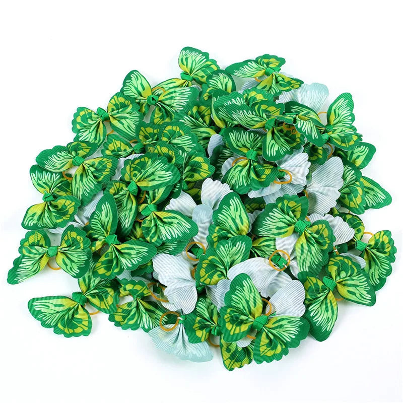 Handmade Ribbon Hair Bows – Elastic Pet Grooming Accessories for Dogs and Cats