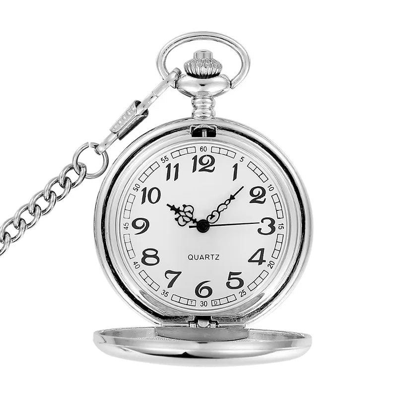 Vintage Roman Numeral Pocket Watch – 37cm Steel Fob Chain for Men and Women