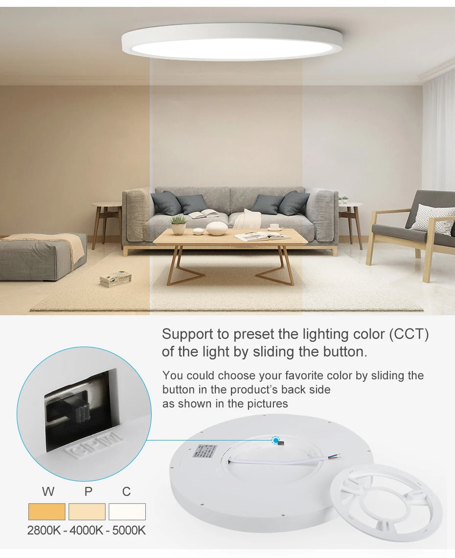 LED Ceiling Light – Wood Grain Golden Finish for Kitchen and Bedroom