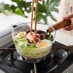 Glass Milk Pot with Wooden Handle – Heat Resistant Cookware for Kitchen Use