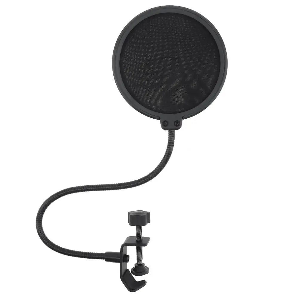 Double Layer Pop Filter – Flexible Mic Wind Screen for Studio Recording