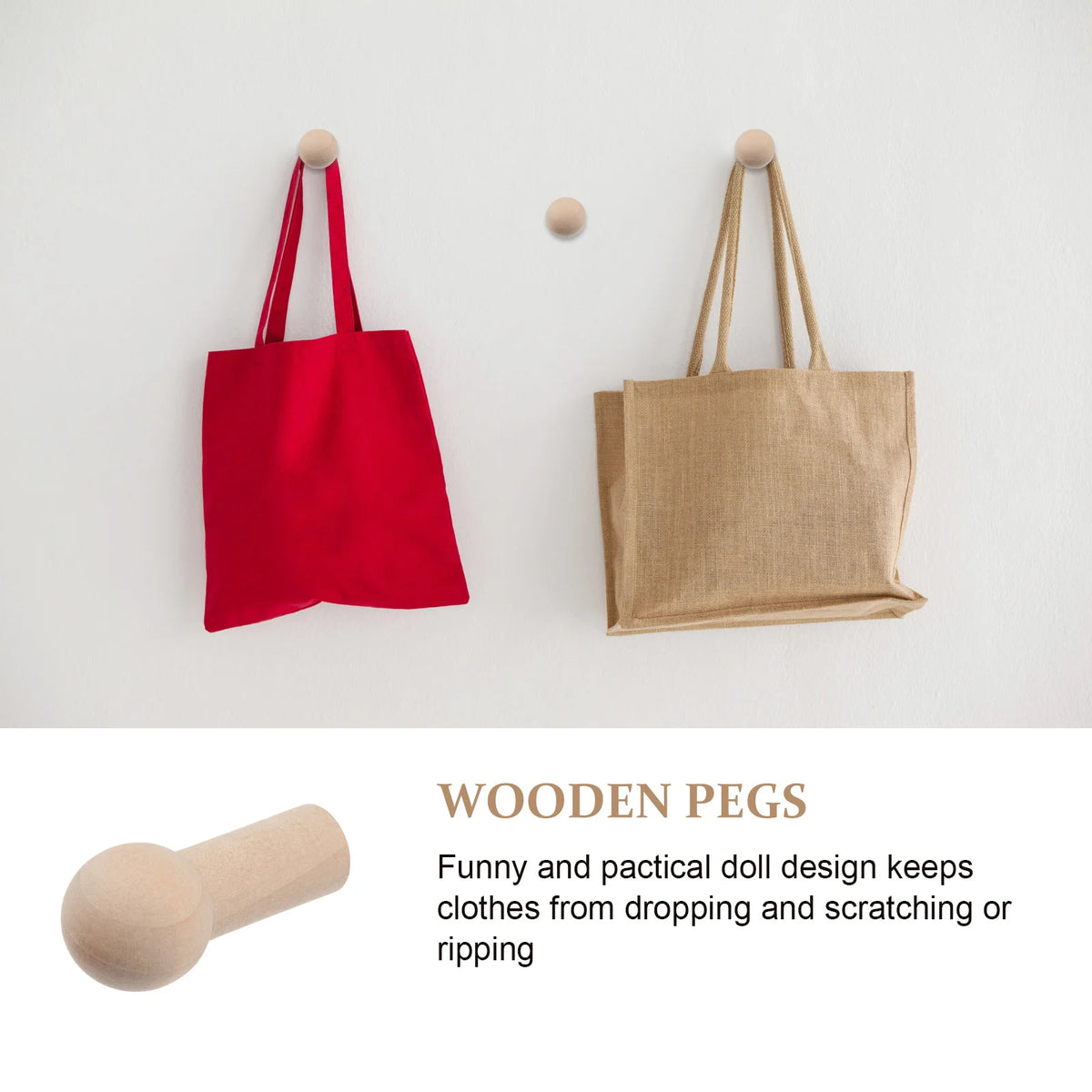 Wall Mounted Wooden Peg Hooks – Decorative Shaker Rack for Home Organization