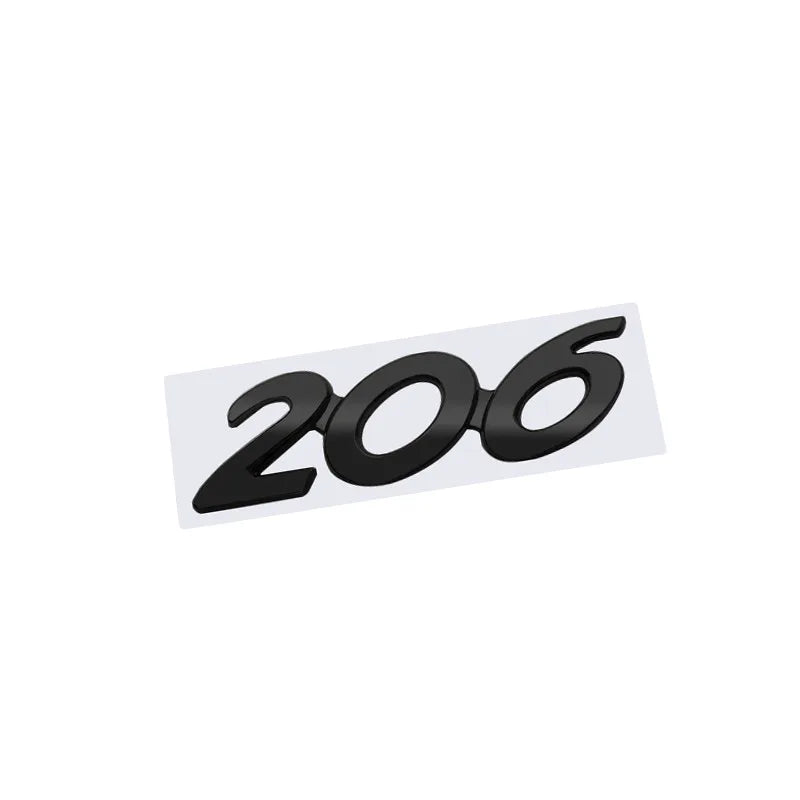 Metal Car Emblem Badge – Glossy Black Chrome Decal for Peugeot 206 Accessories