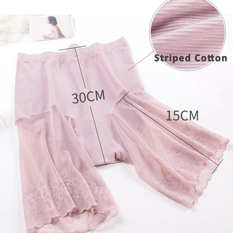 Plus Size Anti-Chafe Shorts – Seamless Lace Underskirt for Summer Comfort