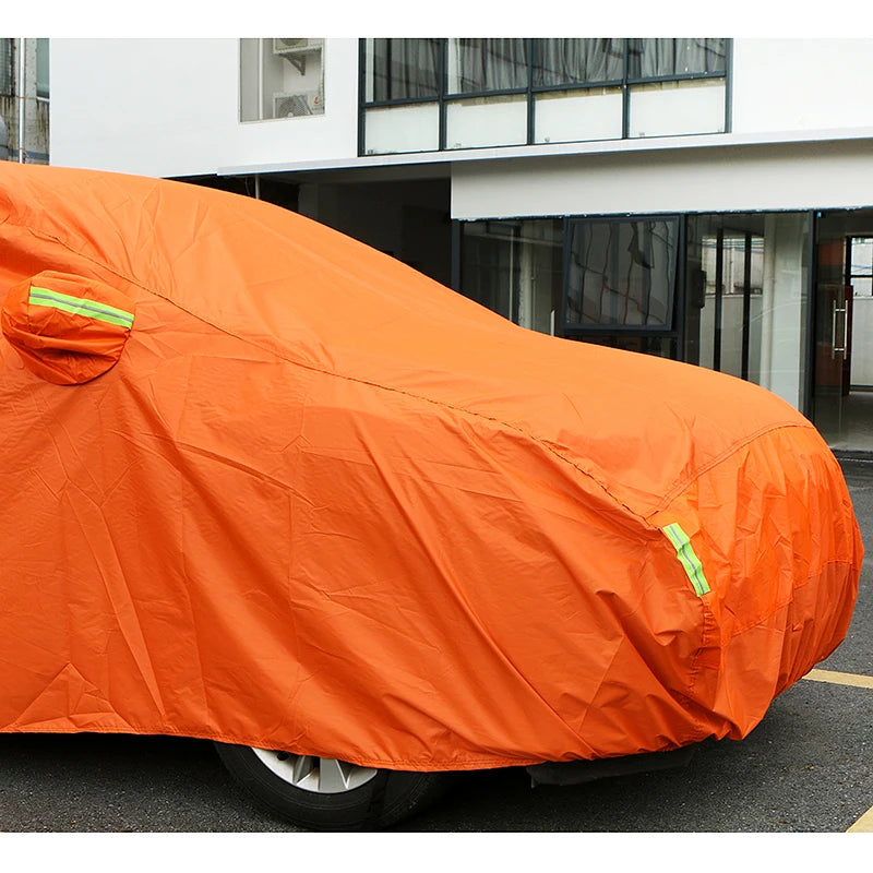 Universal Orange Car Cover – Waterproof UV Protection for Outdoor Storage