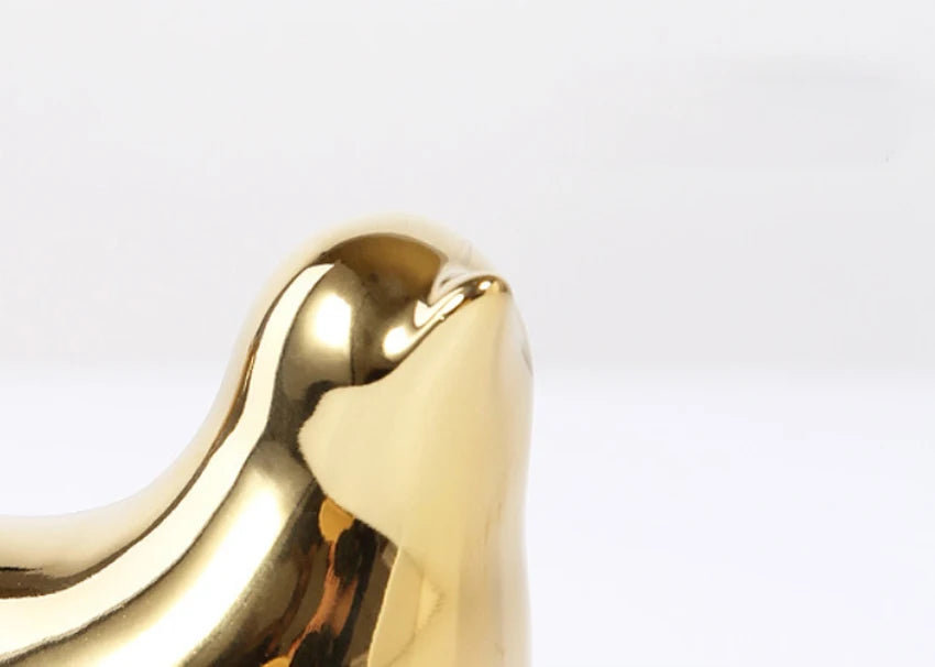 Nordic Gold Ceramic Bird Statue – Modern Animal Sculpture for Home Decor