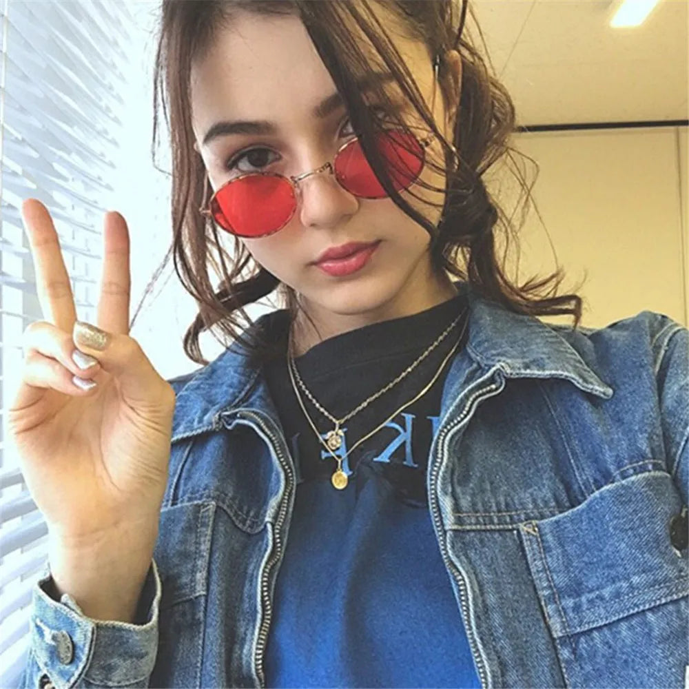 Retro Small Oval Sunglasses – UV400 Gradient Mirror Shades for Festival Wear