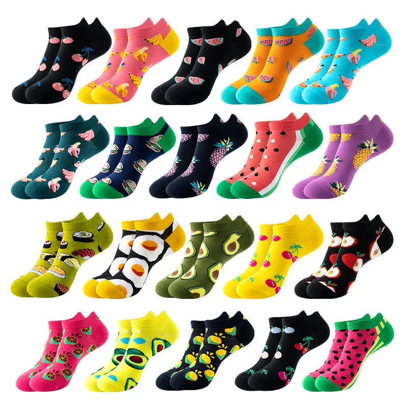 Avocado Cotton Boat Socks – Funny Fruit Pattern for Men and Women