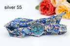 Fabric Wristwatch – Silver Quartz Analog Timepiece for Women