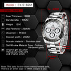 BENYAR Stainless Steel Chronograph Watch – Luxury Quartz for Men