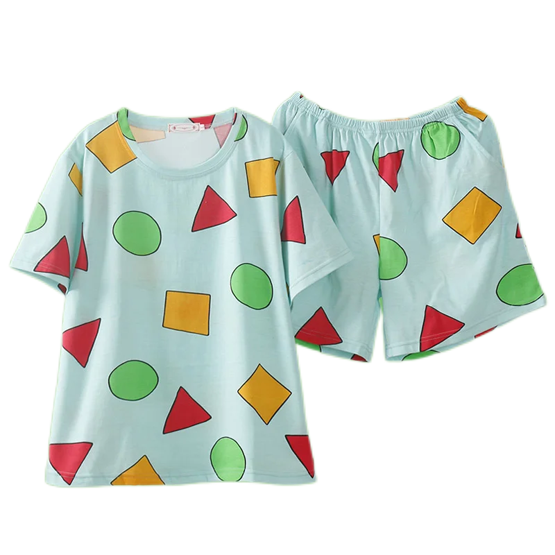 Crayon Shin-chan Cotton Pajama Set – Summer Sleepwear for Couples