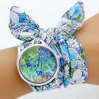 Fabric Wristwatch – Silver Quartz Analog Timepiece for Women