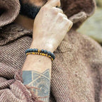 Lava Stone and Wood Bead Bracelet – 8mm Tibetan Buddha Jewelry for Men and Women