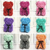 Artificial Rose Bear – 25cm Flower Figurine for Valentine Anniversary Gift