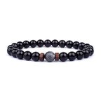Lava Stone and Wood Bead Bracelet – 8mm Tibetan Buddha Jewelry for Men and Women