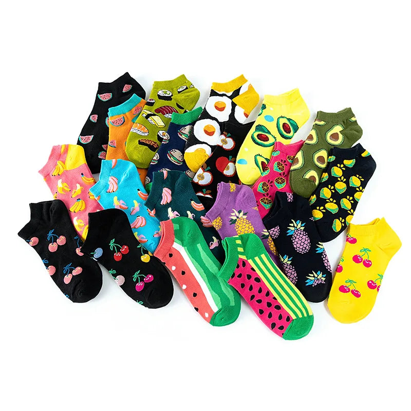 Avocado Cotton Boat Socks – Funny Fruit Pattern for Men and Women