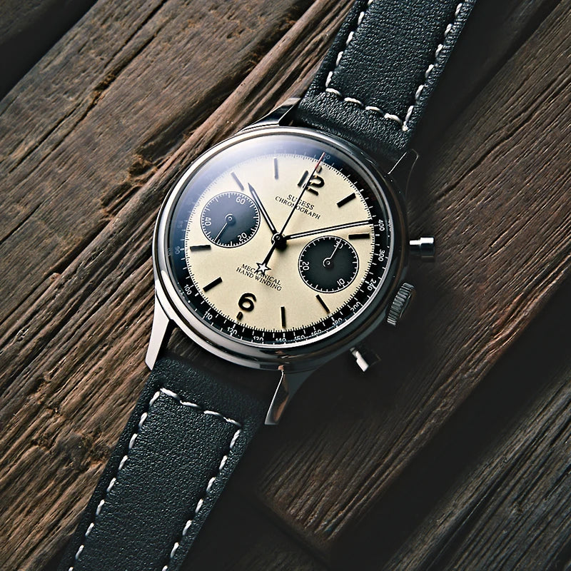 Sugess 1963 Mechanical Chronograph Watch – Sapphire Pilot Style for Men
