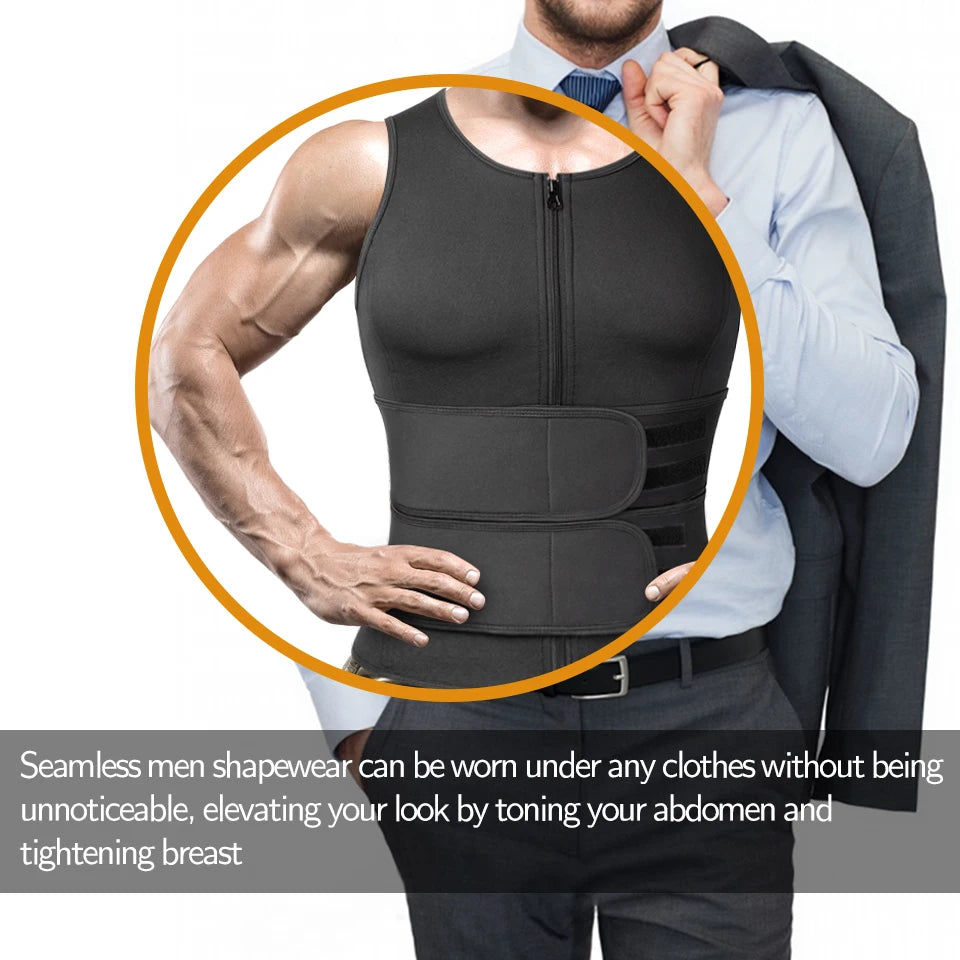 Men Sweat Sauna Vest – Neoprene Body Shaper for Gym Weight Loss