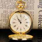 Golden Quartz Pocket Watch – I Love You Engraved Gift for Anniversary